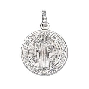 925 Sterling Silver St. Benedict Religious Medal Pendant Necklace Italy